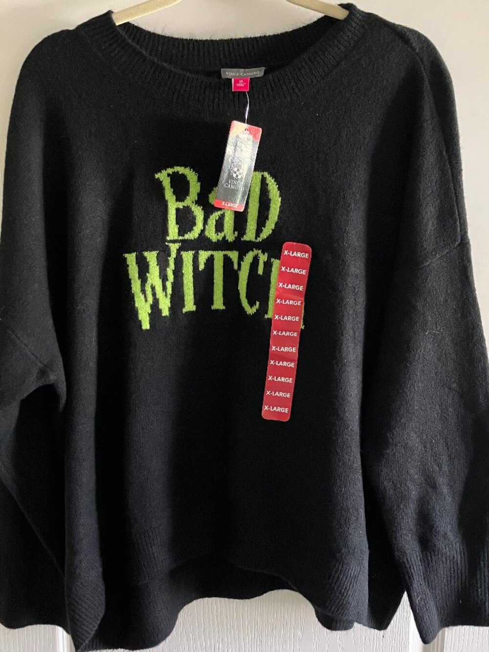 Vince Camuto Women's Halloween Pullover Sweater Size X Large “BAD WITCH” New